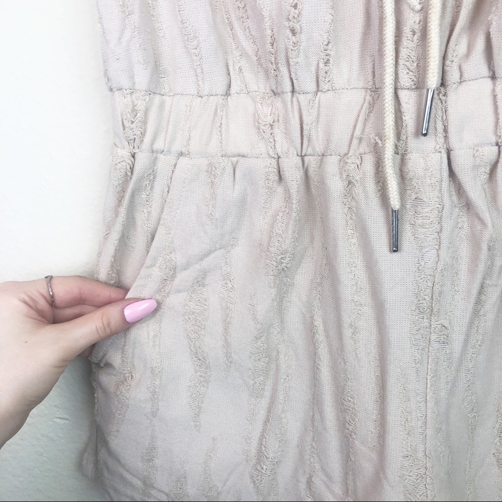 🔥3 for $30 Beige Lace Up Distressed Romper - Picture 3 of 8